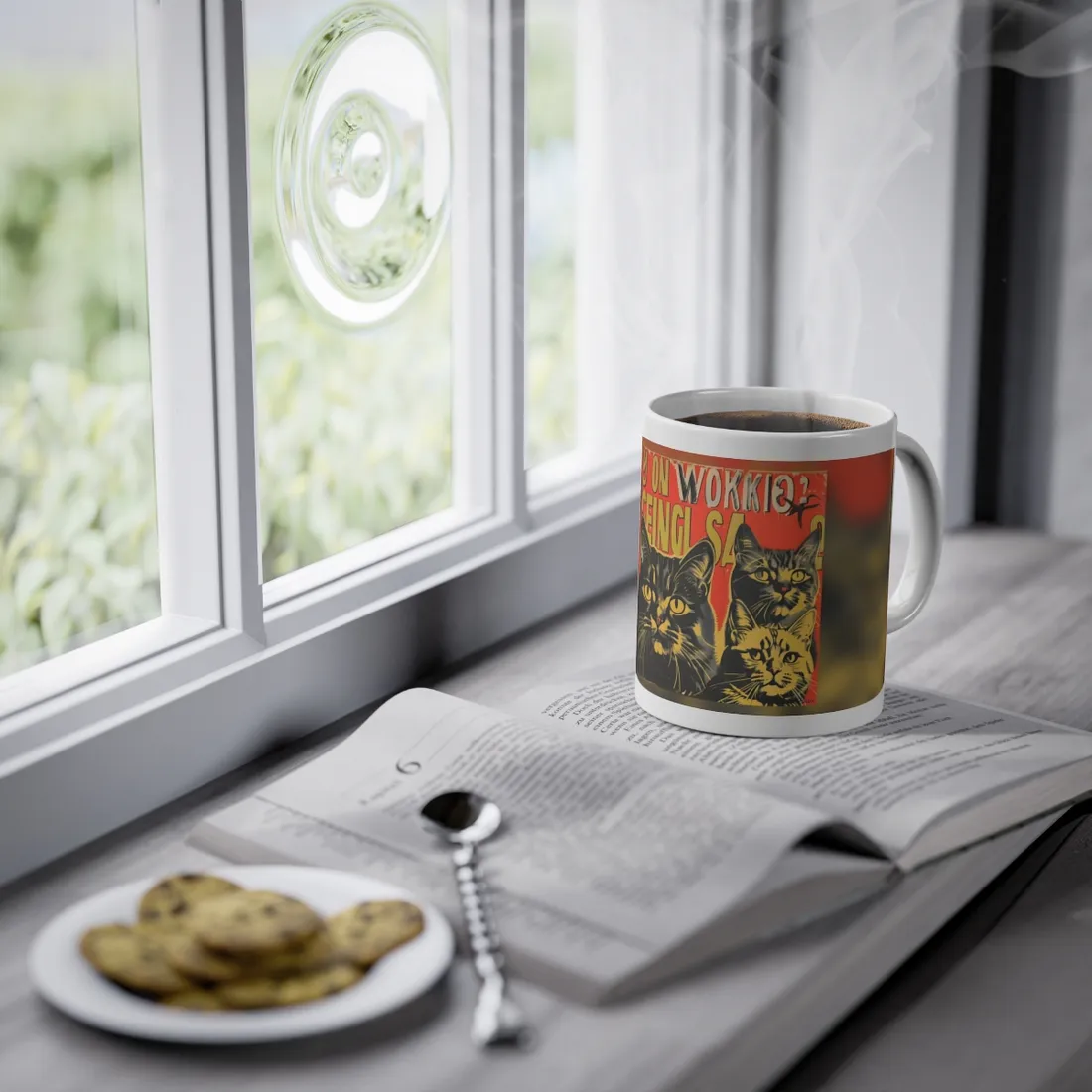 Whisked Away: A Soviet-Inspired Poster Featuring Multiple Feline Friends - Mug