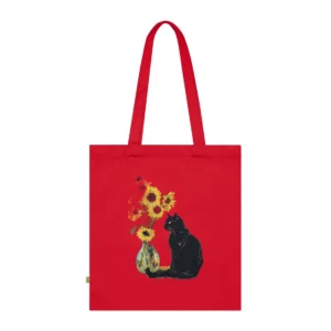 Black Cat and Sunflowers Tote Bag