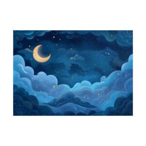 Blue Clouds Night Sky Poster