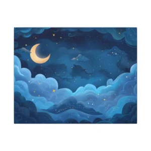Blue Clouds Night Sky Canvas Print