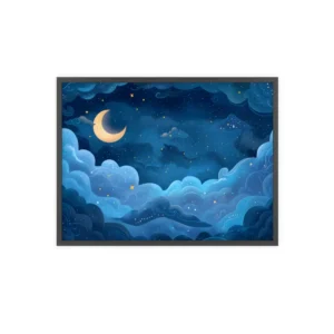 Blue Clouds Night Sky Framed Poster