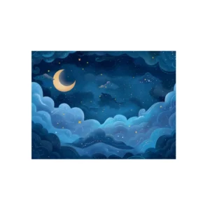 Blue Clouds Night Sky Metal Poster