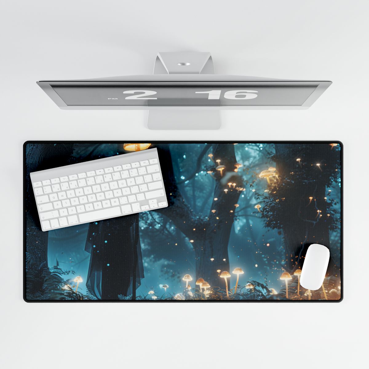 Whispers of Ancient Magic in a Moonlit Mystical Forest - Desk Mat