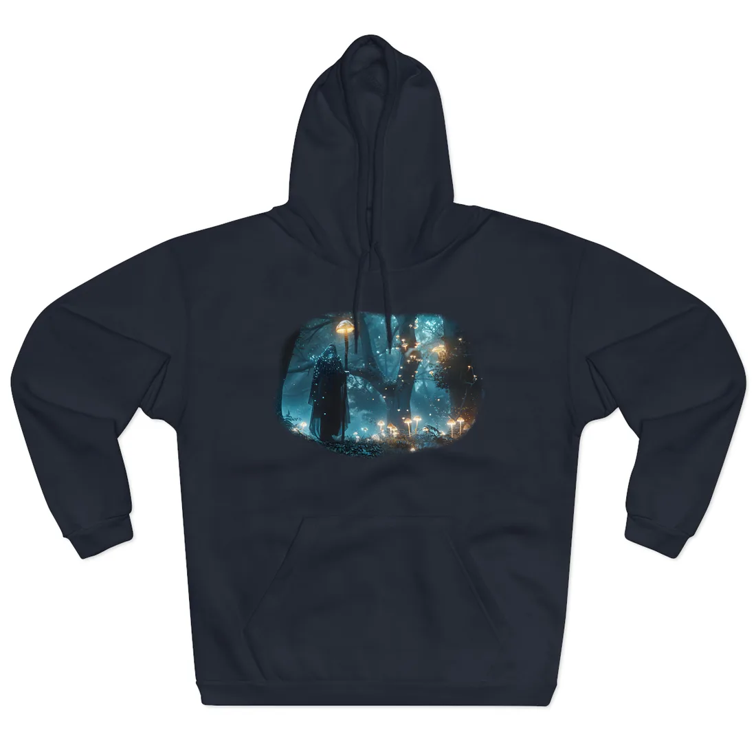 Whispers of Ancient Magic in a Moonlit Mystical Forest - Hoodie (Navy)