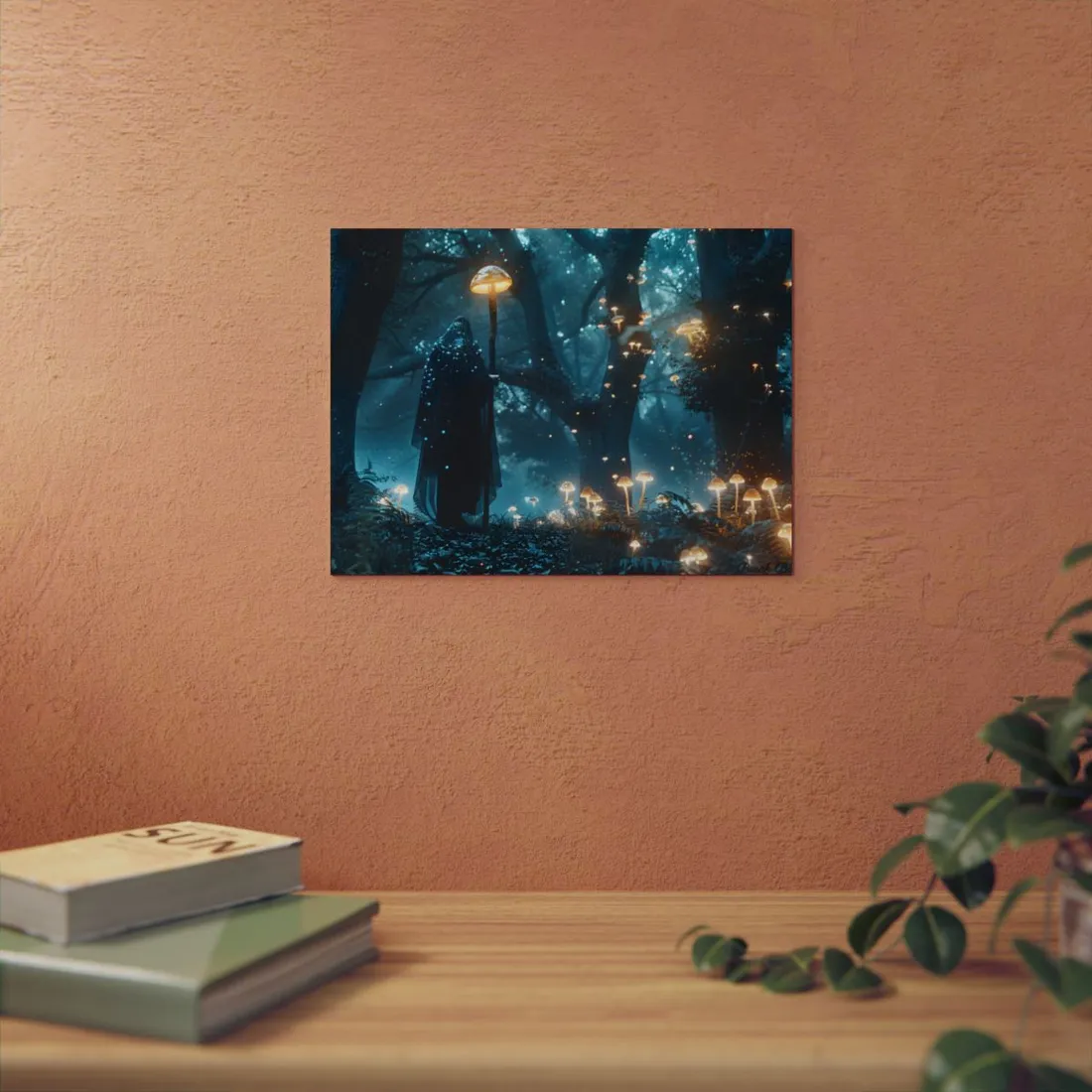 Whispers of Ancient Magic in a Moonlit Mystical Forest - Metal Poster