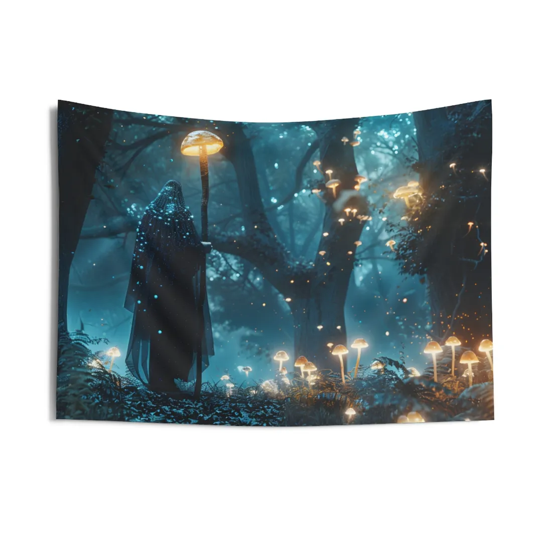 Whispers of Ancient Magic in a Moonlit Mystical Forest - Wall Tapestry