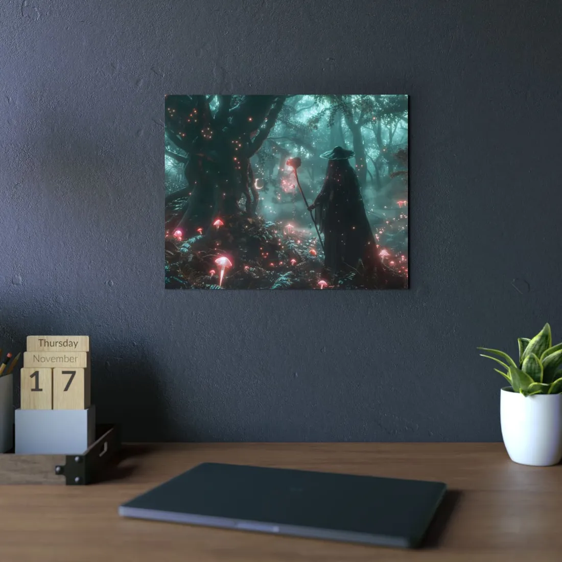 Whispers of Magic in Enchanted Woods: A Mysterious Encounter with the Witch - Metal Poster