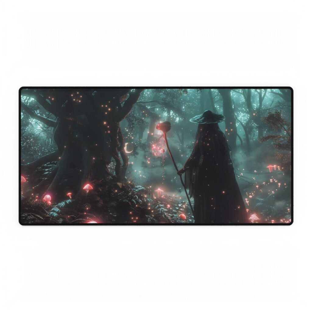 Whispers of Magic in Enchanted Woods: A Mysterious Encounter with the Witch - Desk Mat
