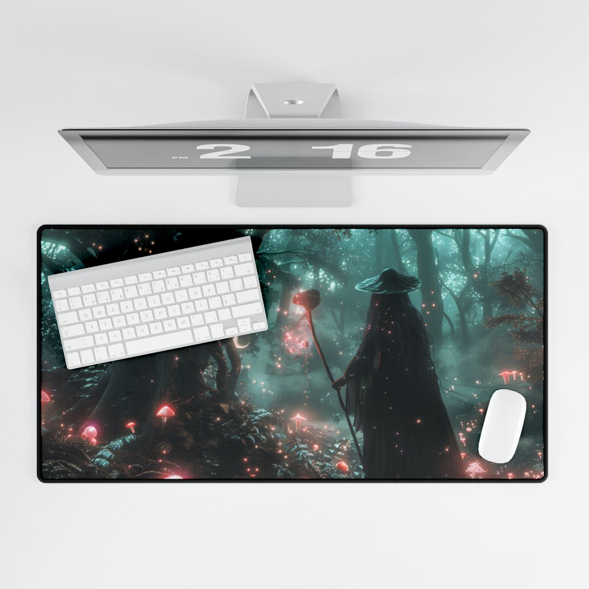 Whispers of Magic in Enchanted Woods: A Mysterious Encounter with the Witch - Desk Mat