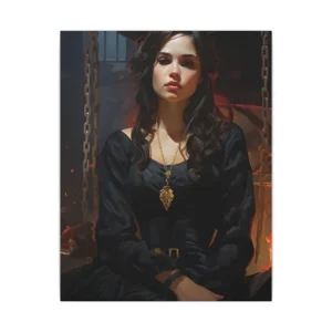 Woman in Black Dress Canvas Print