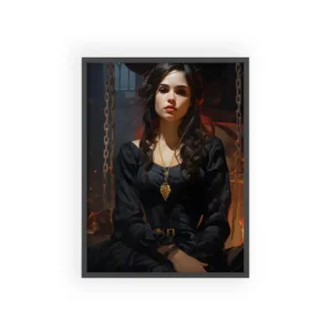 Woman in Black Dress Framed Poster
