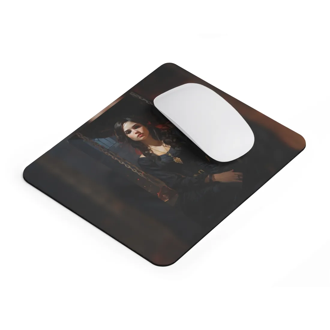 Wholesome Figures in Green Grass: Outdoor Landscape Art - Mouse Pad