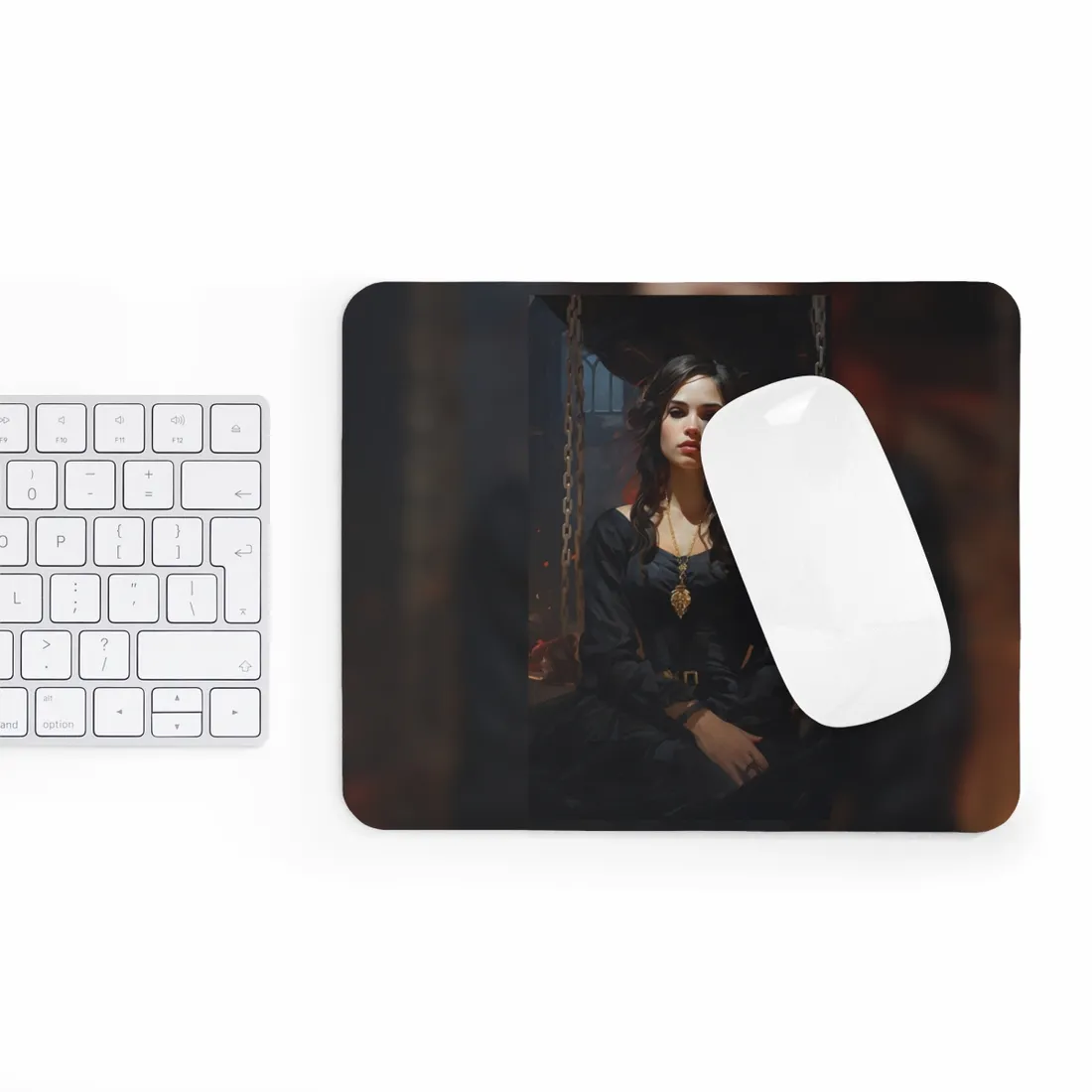 Wholesome Figures in Green Grass: Outdoor Landscape Art - Mouse Pad