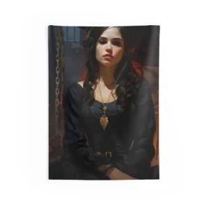 Woman in Black Dress Wall Tapestry