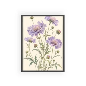 Lavender Scabious Flowers Framed Poster
