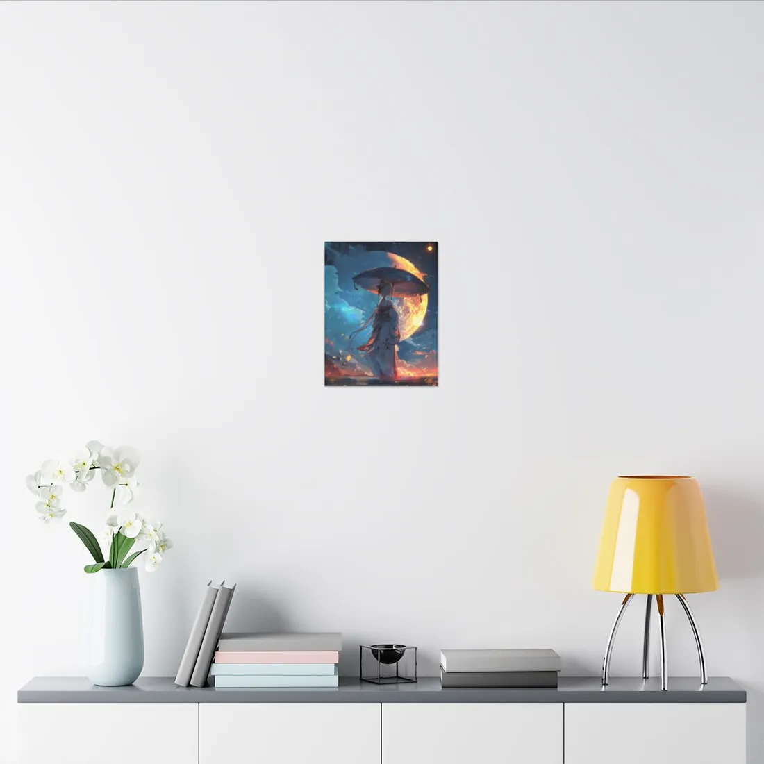 Winter Anime Girl: Holding Umbrella in Snowy Scene - Canvas
