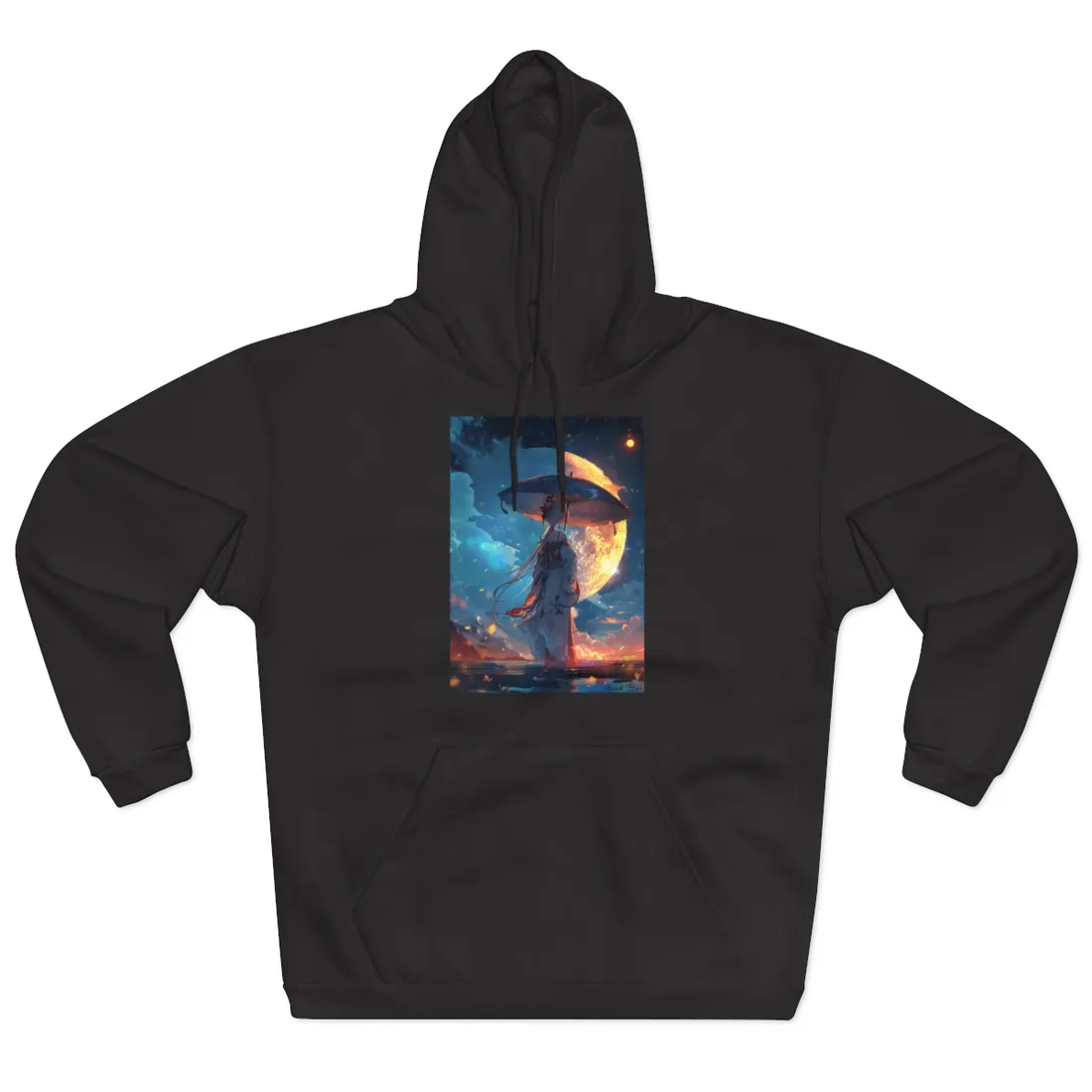 Winter Anime Girl: Holding Umbrella in Snowy Scene - Hoodie