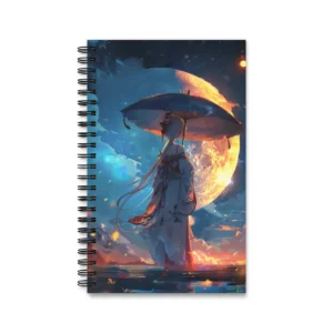 Woman with Parasol Under Moon Spiral Notebook