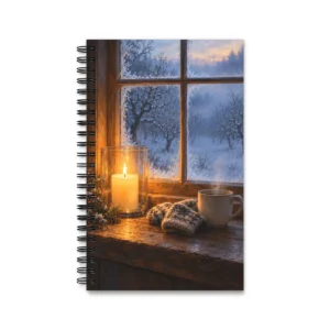 Winter Window with Candle Spiral Notebook
