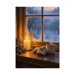 Winter Window with Candle Poster