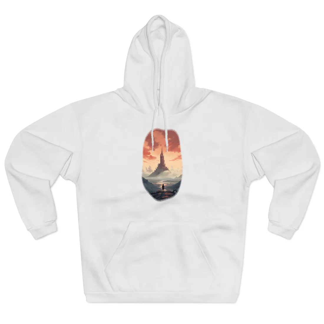 Winter Wonderland: Vibrant Snow-covered Scene with Cozy Red House Hoodie - Hoodie (White)
