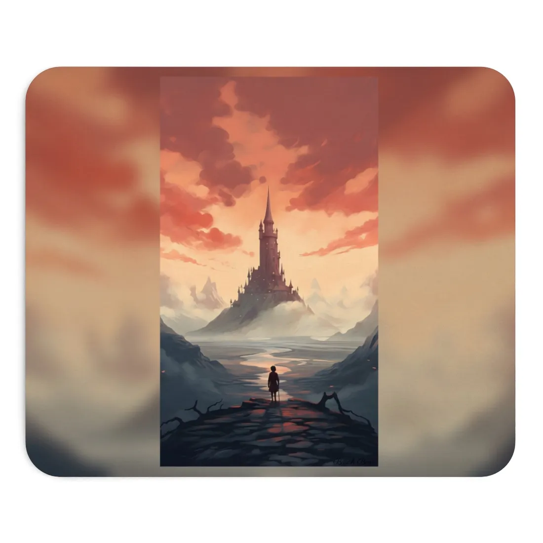 Winter Wonderland: Vibrant Snow-covered Scene with Cozy Red House - Mouse Pad