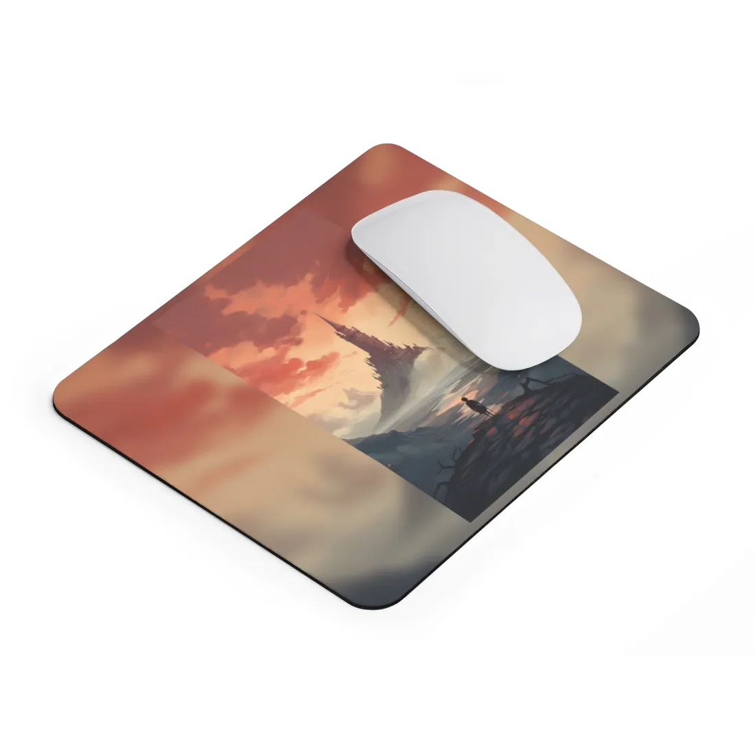 Winter Wonderland: Vibrant Snow-covered Scene with Cozy Red House - Mouse Pad