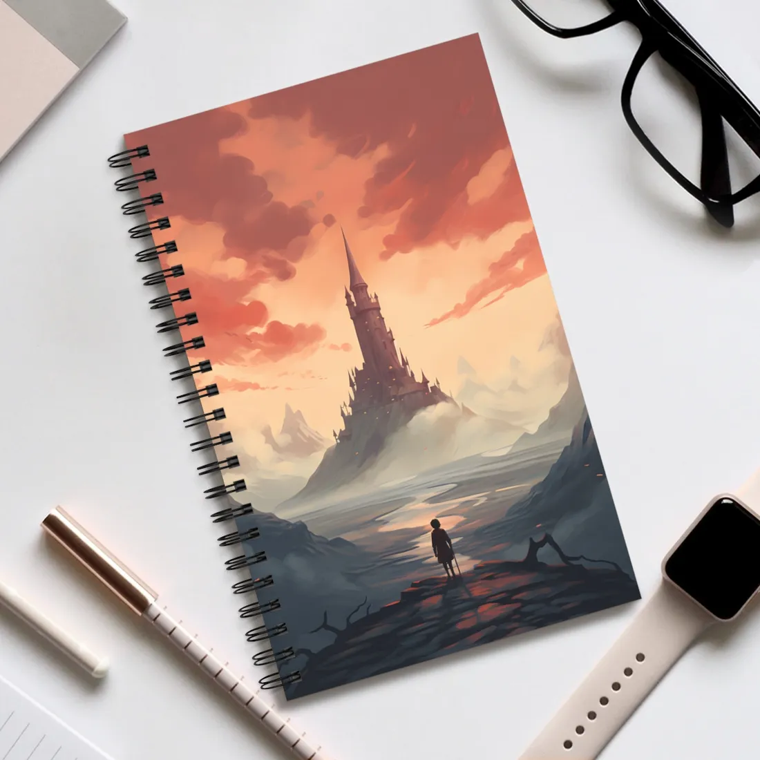 Winter Wonderland: Vibrant Snow-covered Scene with Cozy Red House - Spiral Notebook
