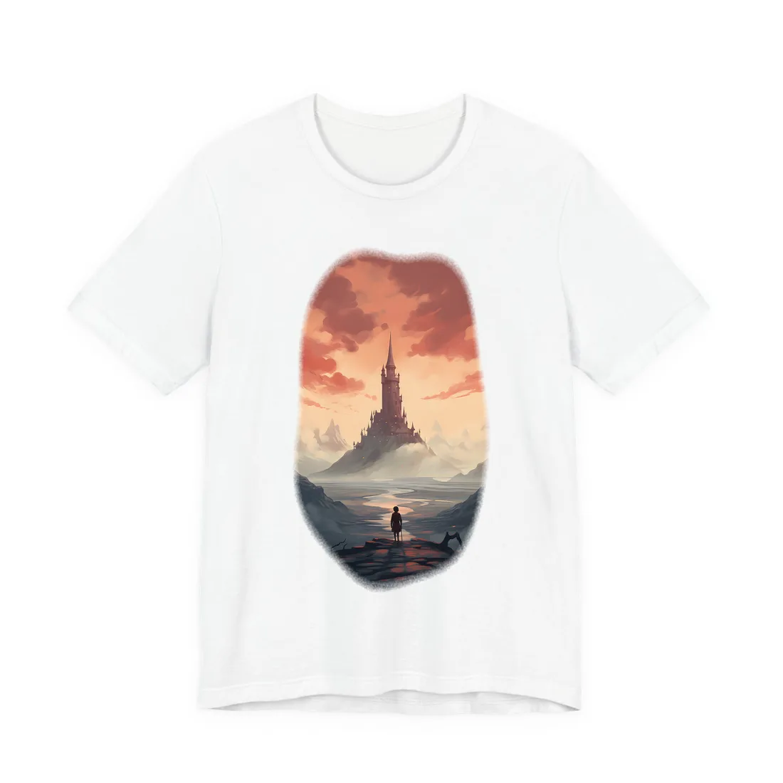 Winter Wonderland: Vibrant Snow-covered Scene with Cozy Red House T-Shirt - T-Shirt (White)
