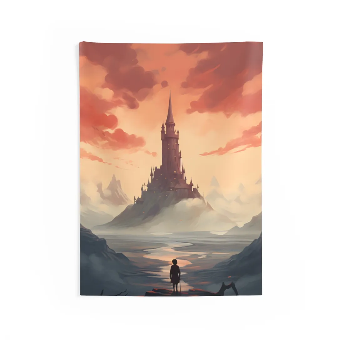 Winter Wonderland: Vibrant Snow-covered Scene with Cozy Red House - Wall Tapestry