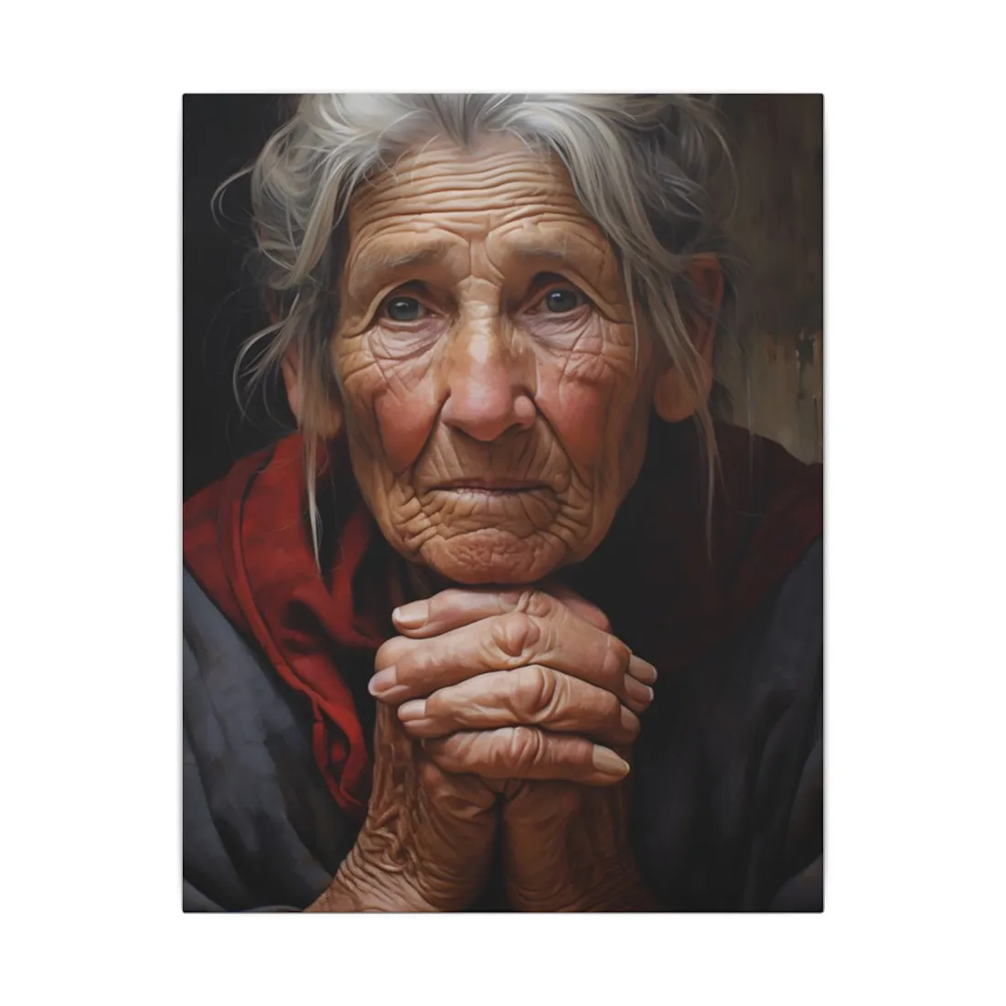 Wisdom in Age: Elderly Portrait Art - Canvas