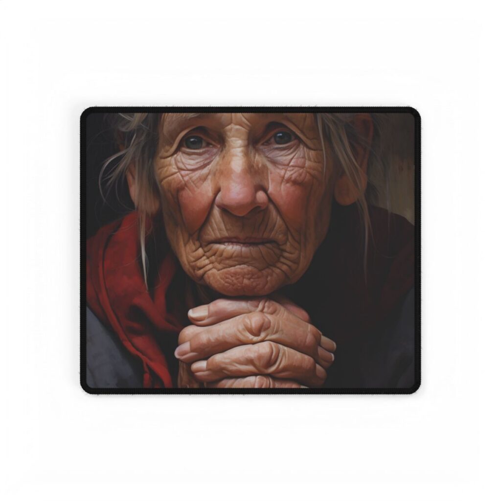 Wisdom in Age: Elderly Portrait Art - Desk Mat