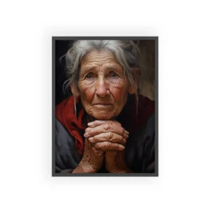 Elderly Woman with Clasped Hands Framed Poster