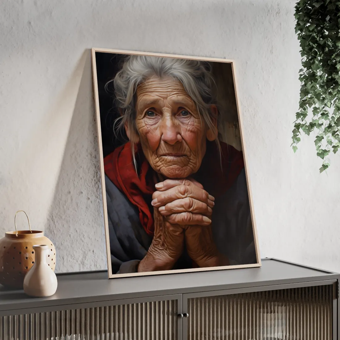 Wisdom in Age: Elderly Portrait Art - Framed Poster