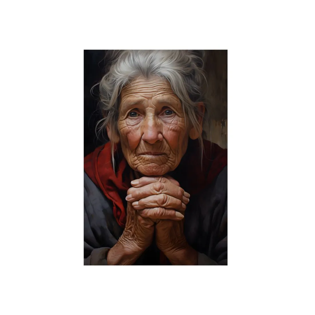 Wisdom in Age: Elderly Portrait Art - Metal Poster