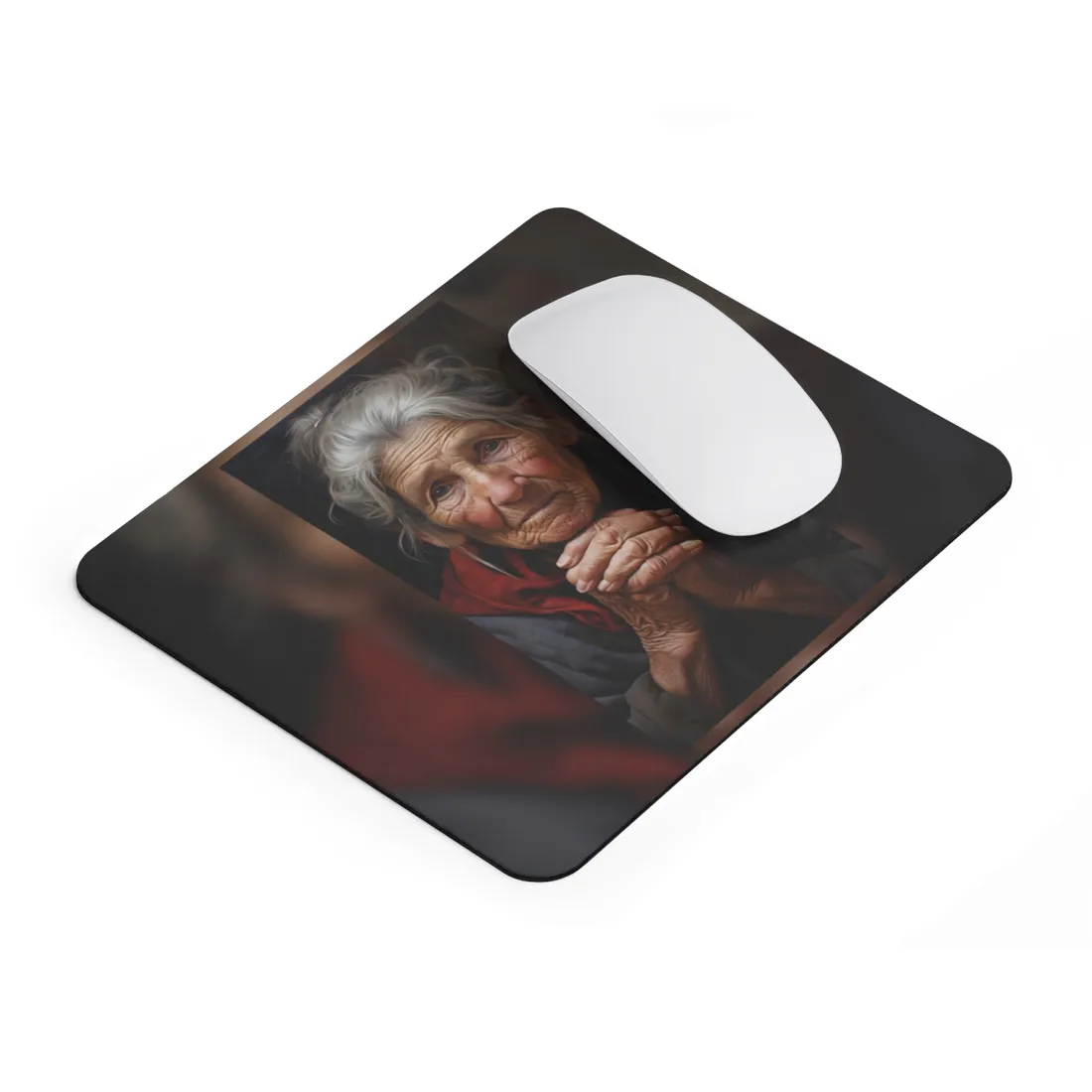 Wisdom in Age: Elderly Portrait Art - Mouse Pad