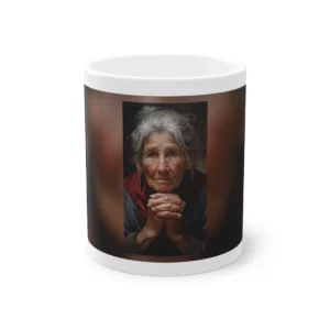 Elderly Woman with Clasped Hands Mug