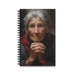 Elderly Woman with Clasped Hands Spiral Notebook