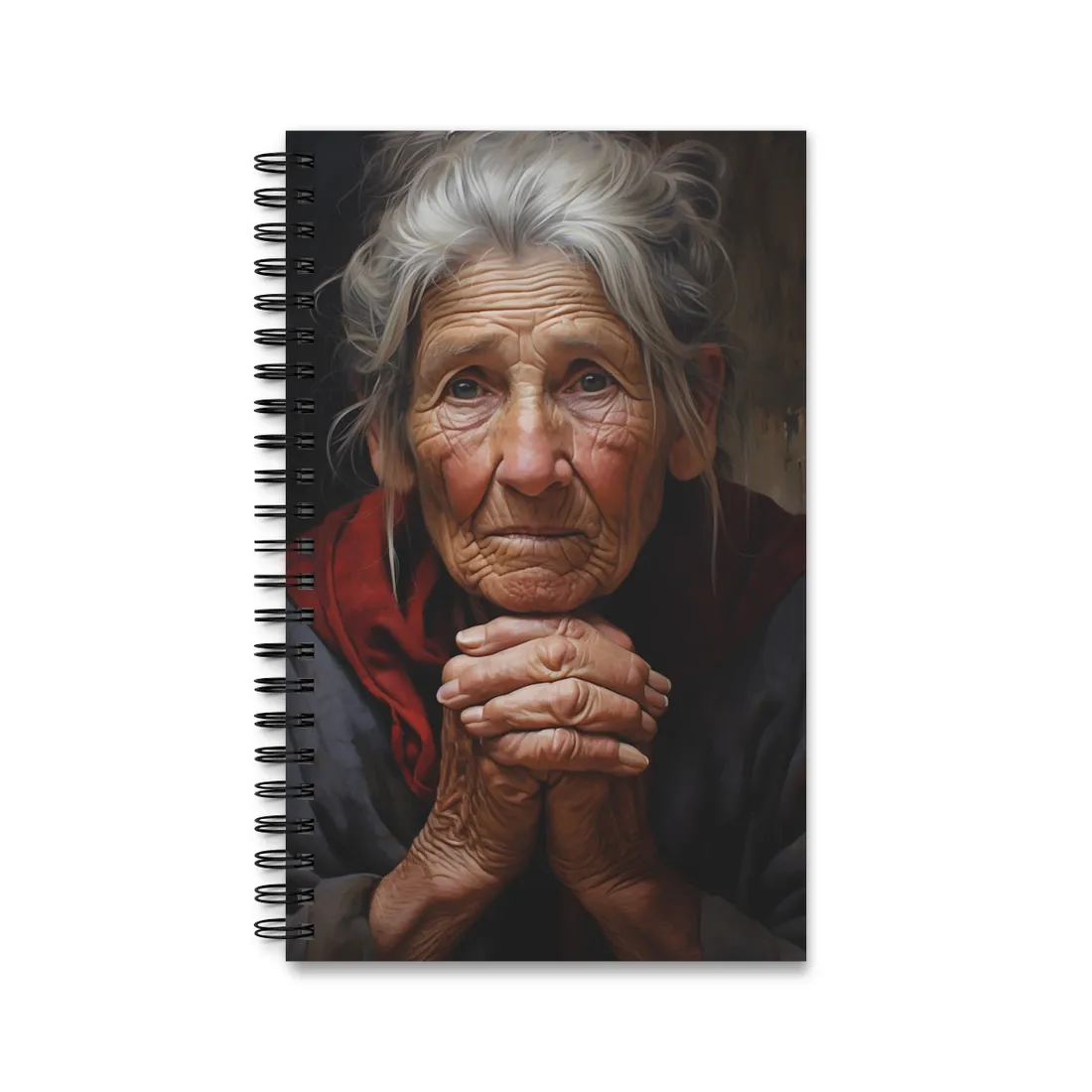 Wisdom in Age: Elderly Portrait Art - Spiral Notebook