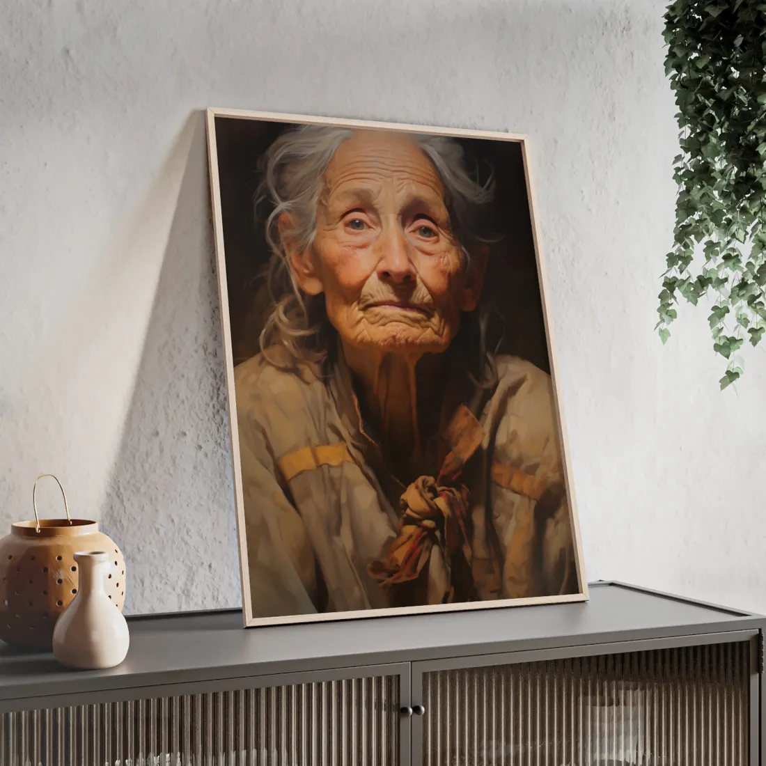 Wisdom of Age: Portrait of an Elderly Person - Framed Poster