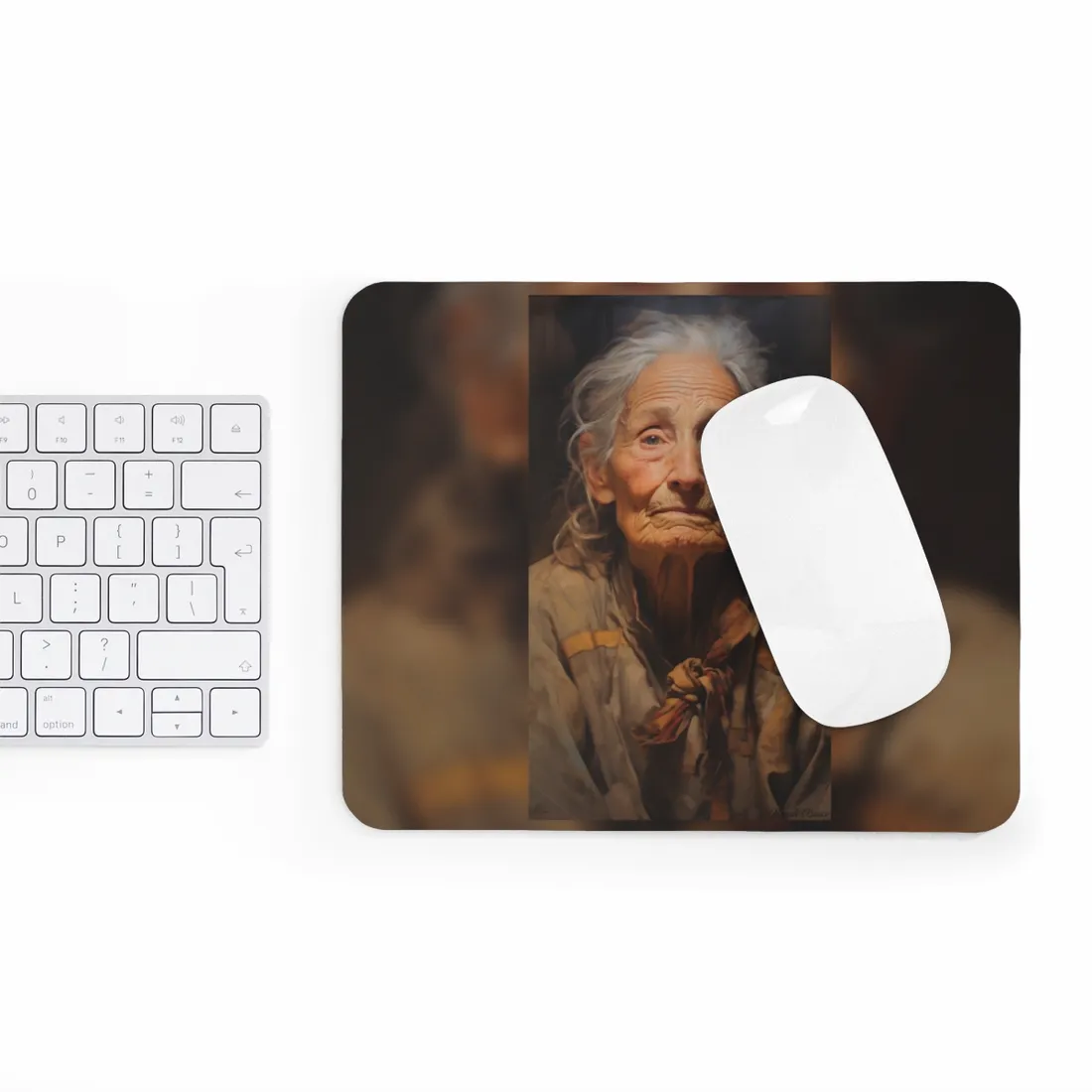 Wisdom of Age: Portrait of an Elderly Person - Mouse Pad