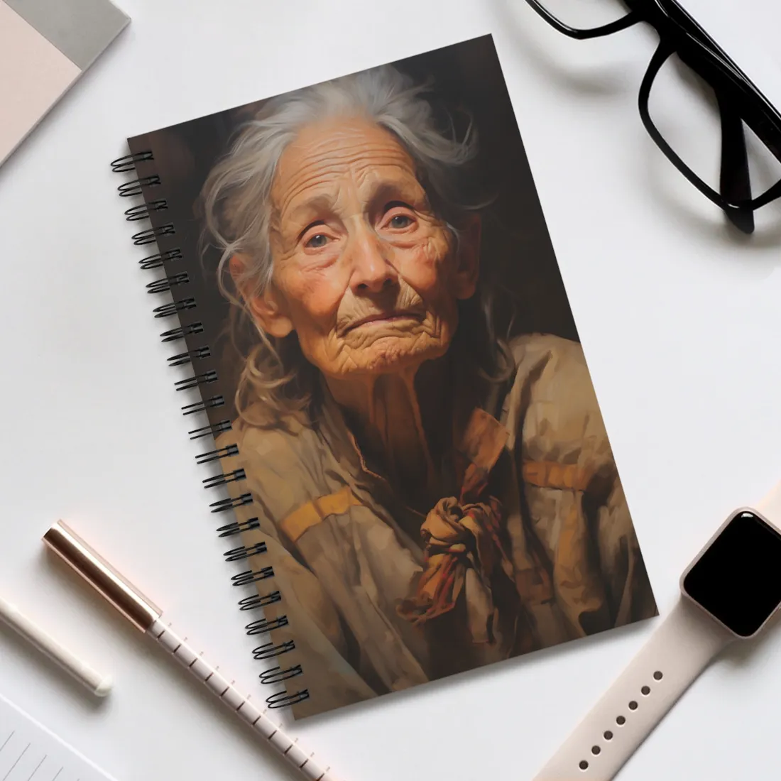 Wisdom of Age: Portrait of an Elderly Person - Spiral Notebook