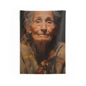 Elderly Woman Portrait Wall Tapestry