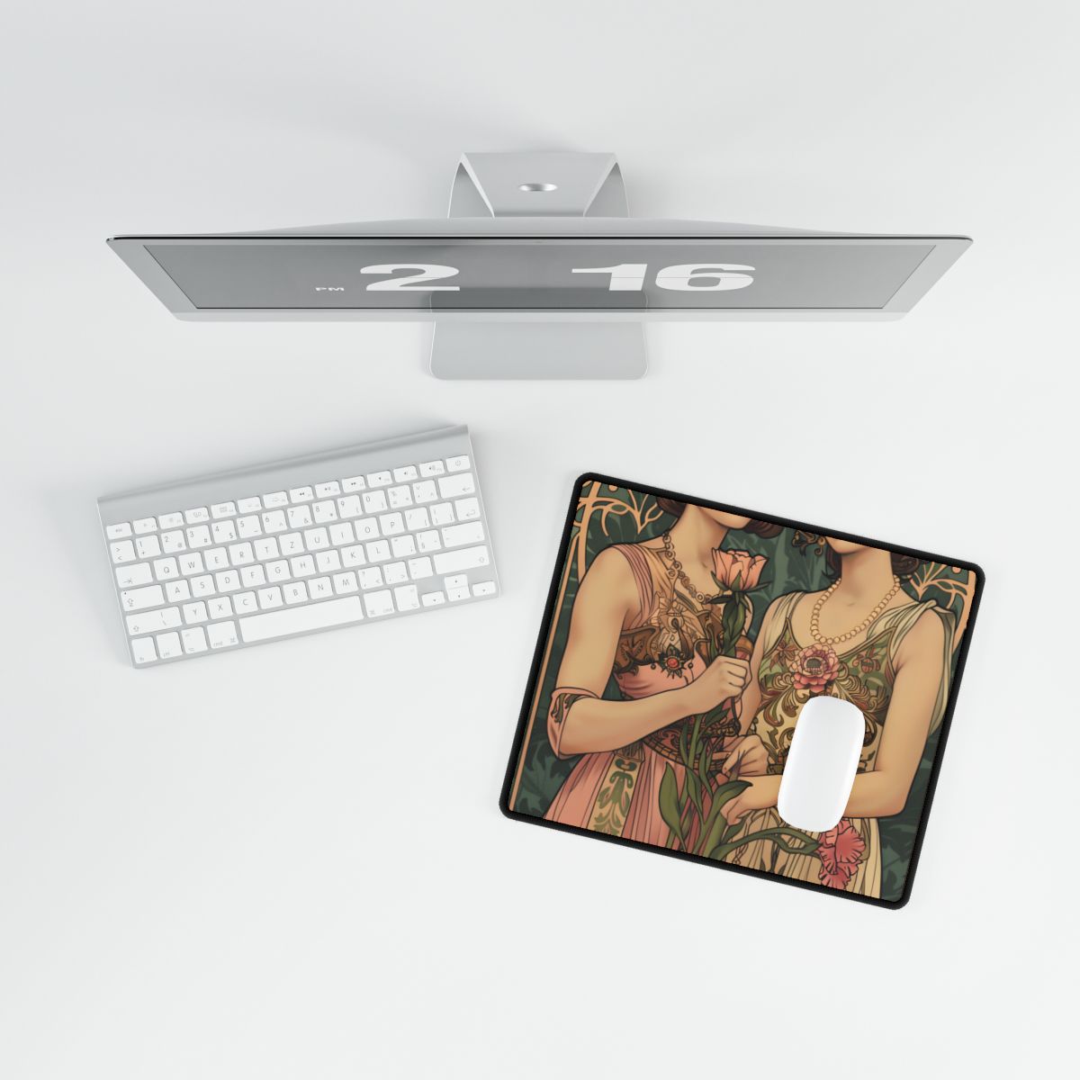 Women in Harmony: Primrose Bloom Artwork - Desk Mat