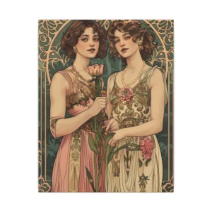 Two Women Art Nouveau Portrait Canvas Print