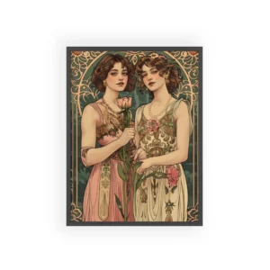 Two Women Art Nouveau Portrait Framed Poster