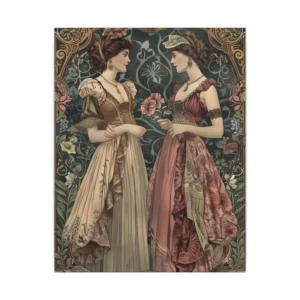 Two Women in Victorian Dresses Canvas Print