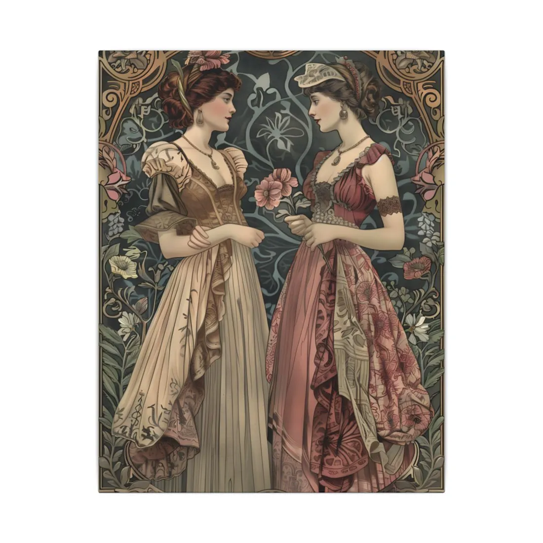Women in Ornate Attire: Formal Primrose Ceremony - Canvas