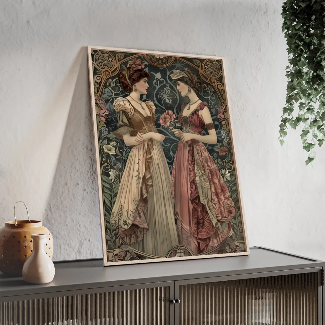 Women in Ornate Attire: Formal Primrose Ceremony - Framed Poster