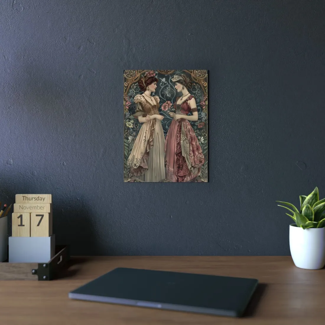 Women in Ornate Attire: Formal Primrose Ceremony - Metal Poster